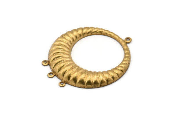 Vintage Earring Setting, 2 Vintage Raw Brass Pendants And Earring Settings With 3 Loops L-12