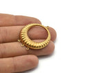 Vintage Earring Setting, 2 Vintage Raw Brass Pendants And Earring Settings With 3 Loops L-12