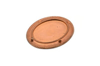2 Vintage Copper Plated Brass Oval Pendant Setting With 25x18 Mm Cameo Base Without Hole L-13