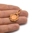 Vintage Brass Pendant, 1 Vintage Copper Plated Brass Pendant Base (42x20mm) L-14