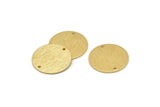 Brass Round Tag, 6 Raw Brass Textured Round Stamping Blanks With 2 Holes, Connectors, Pendants, Findings (21x1mm) D0760