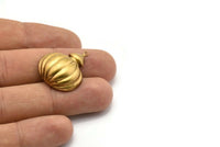Vintage Pumpkin Pendant, 2 Vintage Brass Pendant, Charms (27x23mm) B-10