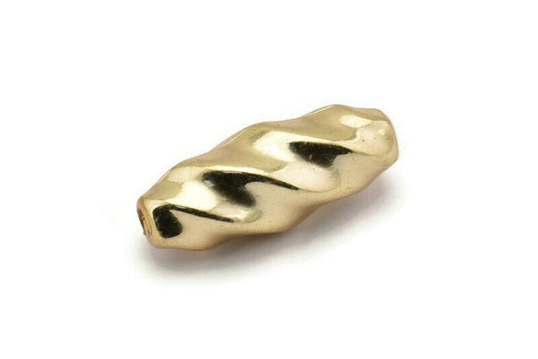 Vintage Twisted Beads, 4 Vintage Golden Twisted Plastic Beads, Made In Germany (33x13mm) B-12