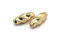 Vintage Twisted Beads, 4 Vintage Golden Twisted Plastic Beads, Made In Germany (33x13mm) B-12
