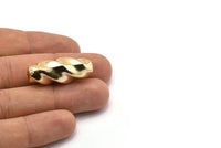 Vintage Twisted Beads, 4 Vintage Golden Twisted Plastic Beads, Made In Germany (33x13mm) B-12