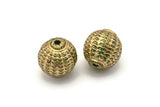 Matt Gold Bead, 4 Vintage Matt Gold Plastic Beads , Made in Germany (15mm) B-12