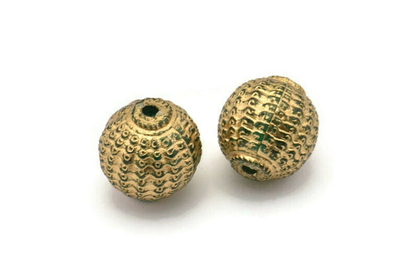 Matt Gold Bead, 4 Vintage Matt Gold Plastic Beads , Made in Germany (15mm) B-12