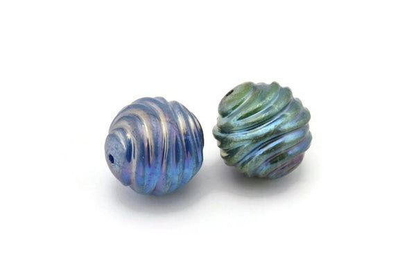 Vintage Plastic Beads, 2 Vintage Plastic Beads, Made In Germany (21mm) B-12