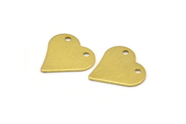 Heart Brass Pendant, 8 Raw Brass Heart Stamping Blanks (17x17x0.80mm) D0191--Y350 Y094