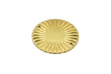 Brass Sun Connector, 10 Raw Brass Round with 2 Holes Connectors  (25mm)   A0103