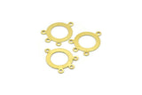 Brass Round Charm, 50 Raw Brass Round Charms With 4 Loops, Earrings, Pendants, Findings (23x17x0.60mm) Y175