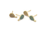 Gold Drop Earring, 4 Gold Plated Brass Drop Stud Earrings (11x7mm) SY0190