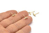 Gold Moon Earring, 4 Gold Plated Brass Crescent Moon Stud Earrings (8x1.5mm) SY0189
