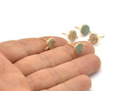 Gold Round Earring, 4 Gold Plated Brass Round Stud Earrings (9x2mm) SY0185