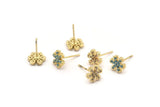 Gold Snowflake Earring, 4 Gold Plated Brass Snowflake Stud Earrings (9mm) SY0184