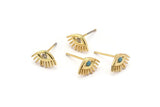 Gold Eye Earring, 4 Gold Plated Brass Eye Stud Earrings (10x4mm) SY0183