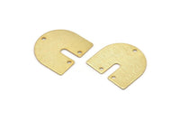 Gold Geometric Charm, 6 Gold Plated Brass Textured U Shaped Pendants With 3 Holes, Charms, Pendants, Findings (16x17x0.50mm) D0586