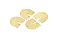 Gold Geometric Charm, 6 Gold Plated Brass Textured U Shaped Pendants With 3 Holes, Charms, Pendants, Findings (16x17x0.50mm) D0586