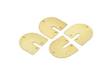 Gold Geometric Charm, 6 Gold Plated Brass Textured U Shaped Pendants With 3 Holes, Charms, Pendants, Findings (16x17x0.50mm) D0586