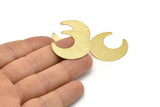 Gold Moon Charm, 2 Textured Gold Plated Brass Horn Charms With 2 Holes, Findings, Connectors (30x13.5x0.50mm) D1107 Q0920
