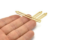 Gold Stick Charm, 2 Gold Plated Brass Stick Charms With 1 Loop, Findings, Earrings (53x6x1.2mm) D1159 Q0890