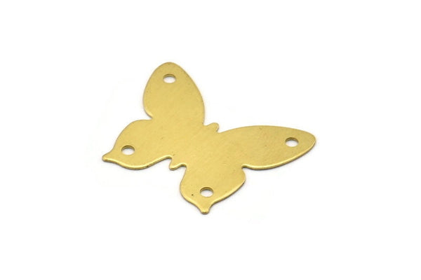 Brass Butterfly Connector, 12 Raw Brass Butterfly Connectors  Holes (30x24x0.60mm)   D0244--C057