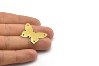 Brass Butterfly Connector, 12 Raw Brass Butterfly Connectors  Holes (30x24x0.60mm)   D0244--C057