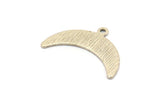 Silver Moon Charm, 8 Textured Antique Silver Plated Brass Crescent Moon Charms With 1 Loop (10x25x0.80mm) A1721