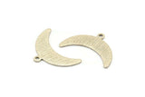 Silver Moon Charm, 8 Textured Antique Silver Plated Brass Crescent Moon Charms With 1 Loop (10x25x0.80mm) A1721