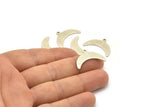 Silver Moon Charm, 8 Textured Antique Silver Plated Brass Crescent Moon Charms With 1 Loop (10x25x0.80mm) A1721