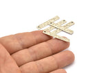 Silver Rectangle Charm, 12 Antique Silver Plated Brass Rectangle Charms With 1 Hole (30x5x0.80mm) A1737