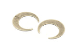 Silver Moon Charm, 4 Antique Silver Plated Brass Crescent Moon Charms With 2 Holes, Connectors (30x28x0.80mm) A1430