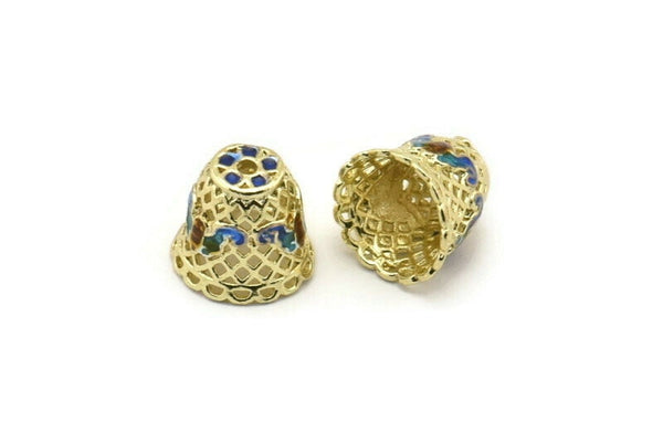 Brass Enamel Charm, 2 Brass Enamel Charms (10x12mm) L10 B-1