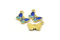Brass Enamel Butterfly Pendant - 2 Pcs (14x10mm) B-1