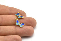 Brass Enamel Butterfly Pendant - 2 Pcs (14x10mm) B-1