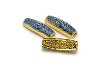 Brass Enamel Flower Tube Beads(24x8mm) Hole Size 4mm B-1