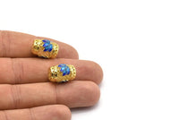 2 Brass Enamel Connector Beads(16x12mm) L05 B-5
