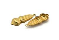 Vintage Cabochon Brass, 2 Vintage Brass Pendants, Charms (34x12mm) B-9