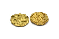 Vintage Raw Brass Round Textured 32 Mm Pendant B-16