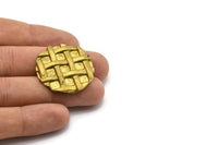 Vintage Raw Brass Round Textured 32 Mm Pendant B-16