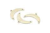Silver Moon Charm, 6 Antique Silver Plated Brass Crescent Moon Charms With 1 Loop And 2 Hole (10x30x0.80mm) A1725