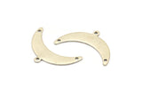 Silver Moon Charm, 6 Antique Silver Plated Brass Crescent Moon Charms With 1 Loop And 2 Hole (10x30x0.80mm) A1725