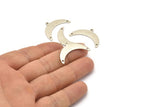 Silver Moon Charm, 6 Antique Silver Plated Brass Crescent Moon Charms With 1 Loop And 2 Hole (10x30x0.80mm) A1725