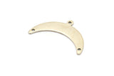 Silver Moon Charm, 6 Antique Silver Plated Brass Crescent Moon Charms With 1 Loop And 2 Hole (10x30x0.80mm) A1725