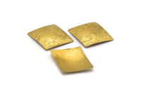 Cambered Textured Rhombus, 8 Raw Brass Flower Textured Diamond Findings  (28x22mm)   D0101--C022