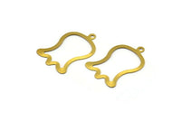 Open Tulip Charm, 40 Raw Brass Tulip Charms (25x17mm) C043