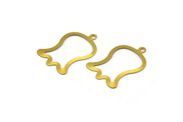 Open Tulip Charm, 40 Raw Brass Tulip Charms (25x17mm) C043