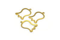 Open Tulip Charm, 40 Raw Brass Tulip Charms (25x17mm) C043