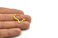 Open Tulip Charm, 40 Raw Brass Tulip Charms (25x17mm) C043