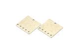 Silver Square Charm, 12 Antique Silver Plated Brass Square Charms With 6 Holes, Connectors (16x0.45mm) A1716